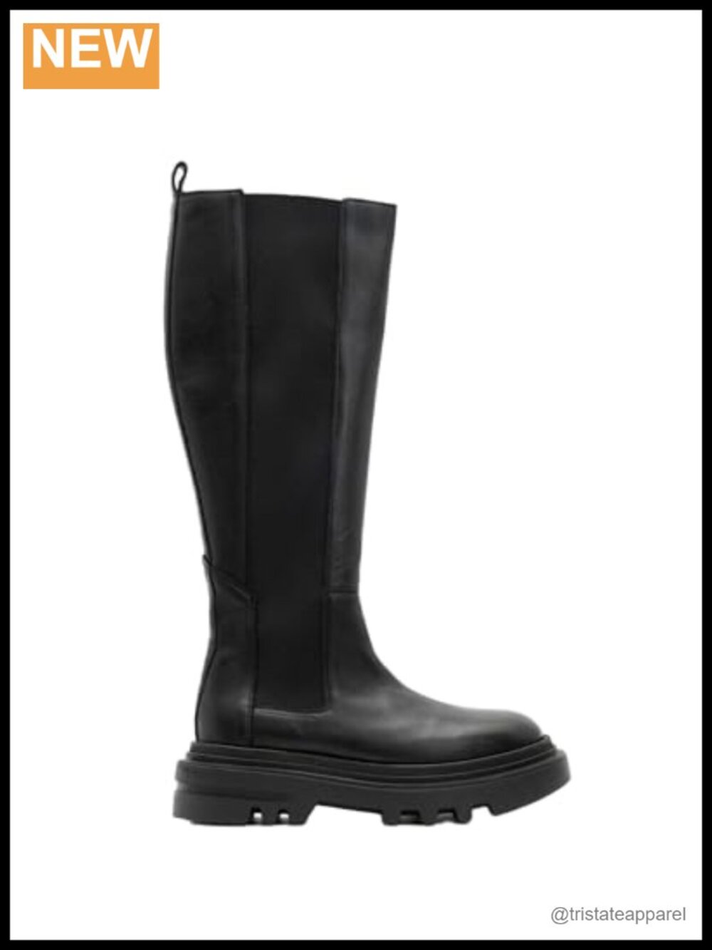 AllSaints Women's Knee High Boots, Leather, Elastic Gusset